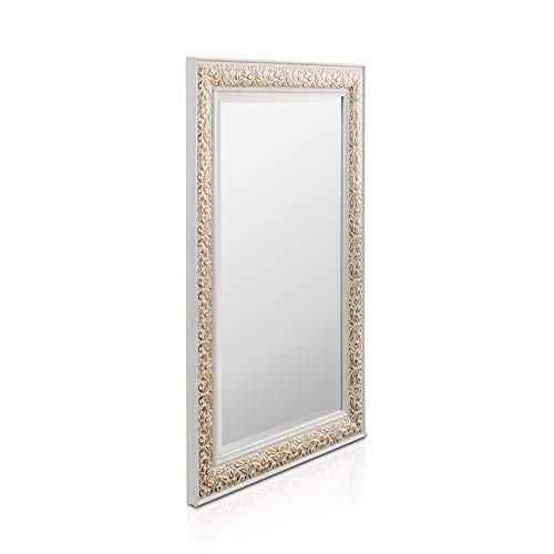 Rococo by Casa Chic, Shabby Chic Wall Mirror - 90 x 60 cm - Large French Vintage Style Mirror - Antique White and Gold