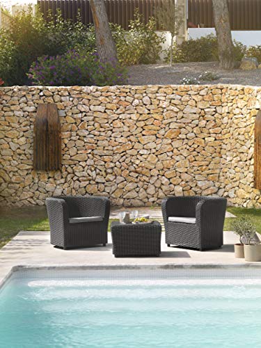 Shaf, Shaf - Nova Tête à Tête | Dark Gray Color Garden Furniture Sets | Corner Outdoor Furniture Set in Resin Made with Recycled Materials