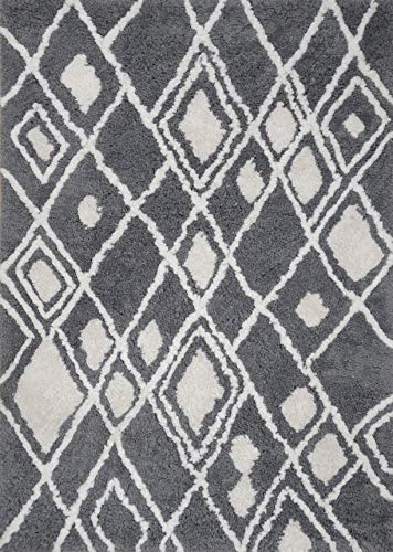 WAWA TEPPICHE, Shaggy Rug High Pile Long Pile Rugs Hand Tufted ~ 100% Polyester ~ 3 Sizes & 3 Colours (Grey, 120 x 180 cm)