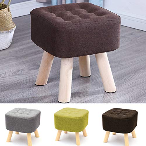 Shoze, Shoze Wood Fabric Rest Footstool Chair with Ottoman Pine Wood,Large Square Pouffe Padded Footstool 40x40x40cm(Green)