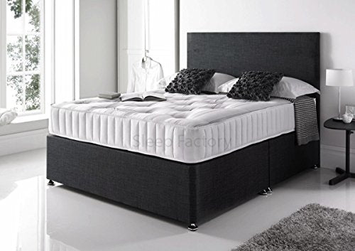 Sleep Factory Ltd, Sleep Factory Black Plush Memory Divan Bed Set with Pocket Sprung Mattress and Matching Headboard (3FT Single)