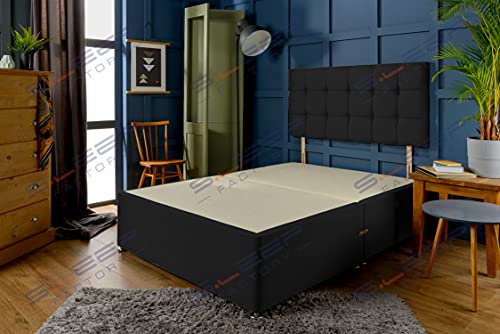 Sleep Factory Ltd, Sleep Factory's Luxury Divan Bed Base in Black Suede with York Headboard 2.6FT (Small Single) No Drawers