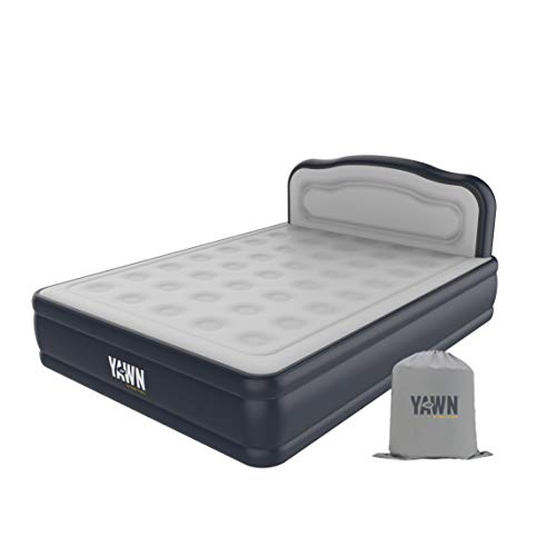YAWN AIR, Sleep Origins, Yawn Air Bed Size Self-Inflating Airbed with Built-in Pump, Headboard, Fabric, Grey, King