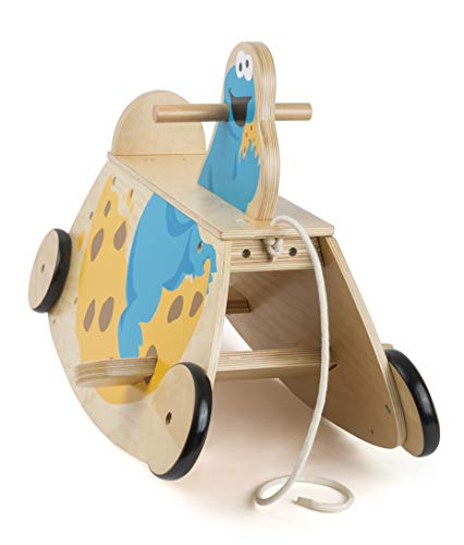 Small Foot, Small Foot 10966 SESAME STREET Cookie See-Saw with Wheels and Backrest, 100% FSC-certified, brand out of robust wood Toy, Multicolour