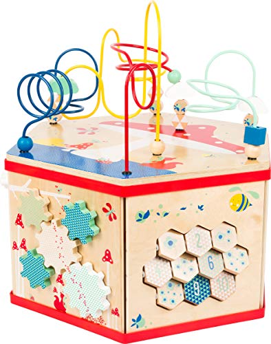 Small Foot, Small Foot 11051 XL Cube Move it, Made of FSC 100%-Certified Wood, Motor Activities on 7 Play Surfaces, Multicolour