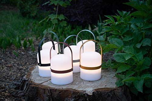 LUUK LIFESTYLE, Small scandinavian design table lamp, modern lantern, living room decor, home accessories, LED outdoor garden lamp, LED light, terrace, indoor, outdoor, dimmable, rechargeable, USB, curry matt