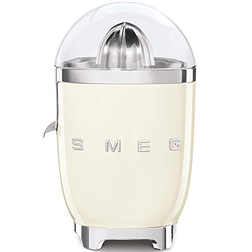 Smeg, Smeg CJF01CRUK Citrus Juicer with Juicing Bowl and Lid, Stainless Steel Reamer and Strainer, Anti-Drip Stainless Steel Spout, Automatic On/Off