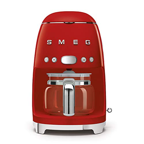 Smeg, Smeg DCF02RDUK Drip Coffee Machine, 10 Cup Capacity, Auto-Start Mode, Reuseable Filter, Digital Display, Anti-Drip System