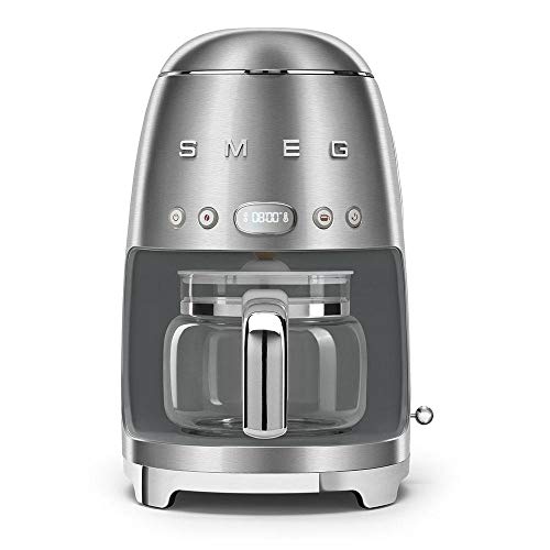Smeg, Smeg DCF02SSUK Drip Coffee Machine, 10 Cup Capacity, Auto-Start Mode, Reuseable Filter, Digital Display, Anti-Drip System, Aroma