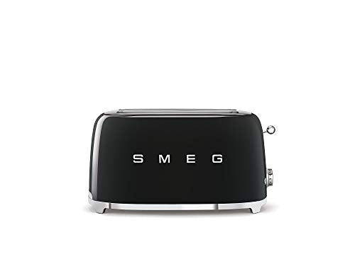 Smeg, Smeg TSF02BLUK 50's Retro Style 4 Slice Toaster, Extra-Wide Bread Slots, 6 Browning Levels, Reheat and Defrost Functions, Removable