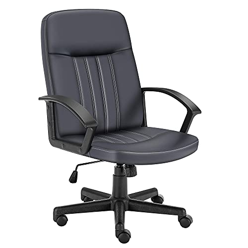 SNOVIAY, Snoviay Desk Chair Ergonomic Office Chair with Armrests, Mid Back Desk Chair Leather,Computer Swivel Task Chair, Executive Chair(Gray)