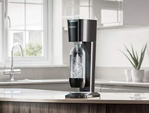 sodastream, SodaStream Genesis Sparkling Water Maker Machine with 1 L Reusable BPA Free Water Bottle for Carbonating and 60 L CO2 Gas Cylinder - Black