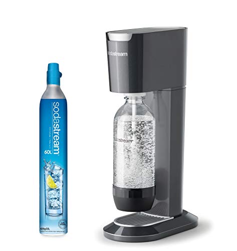 sodastream, SodaStream Genesis Sparkling Water Maker Machine with 1 L Reusable BPA Free Water Bottle for Carbonating and 60 L CO2 Gas Cylinder - Black
