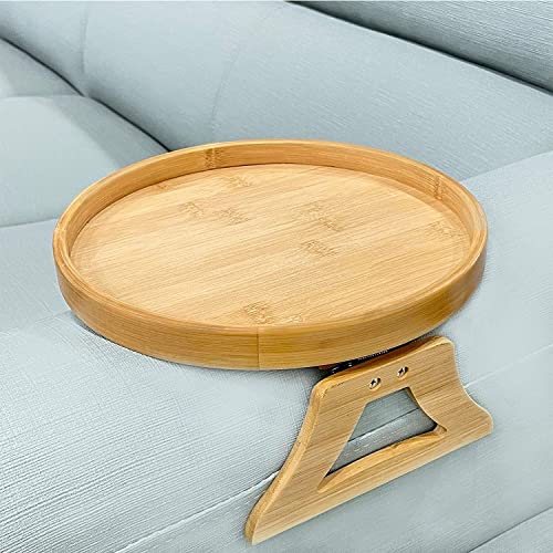 Emoson, Sofa Armrest Clip Tray, Side Table for Remote Controls/Drinks/Gamepads Holder (Bamboo)
