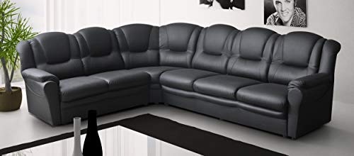 Sofas and More, Sofas and More BIG CORNER SOFA TEXAS BLACK SUITE FAUX LEATHER LIVING ROOM SETTEE