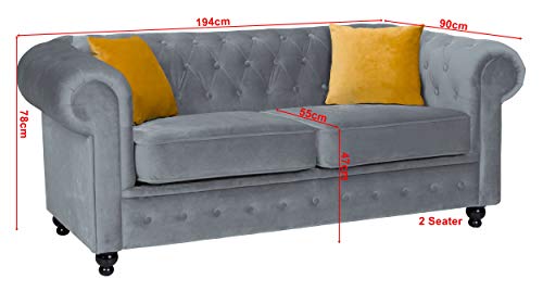 Sofas and More, Sofas and More Hilton Chesterfield style Grey French Velvet fabric 3+2 Seater sofa set (3+2 Seater)