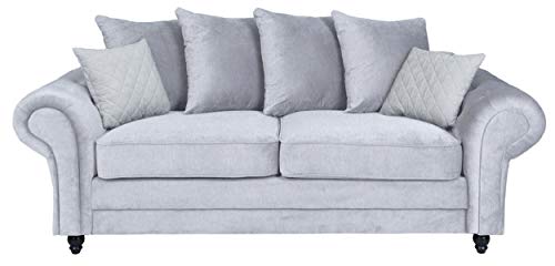 Sofas and More, Sofas and More Roma 3+2 seater Fabric Grey Designer Scatter Cushions Living Room Furniture (Light Grey, 3 Seater)