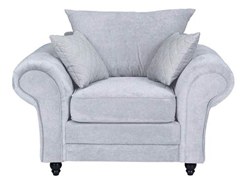 Sofas and More, Sofas and More Roma 3+2 seater Fabric Grey Designer Scatter Cushions Living Room Furniture (Light Grey, Armchair)