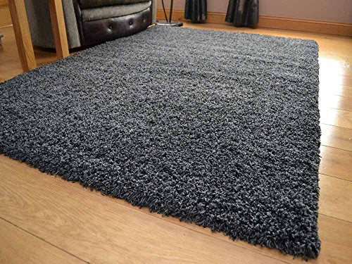 Rugs Supermarket, Soft Touch Shaggy Charcoal Thick Luxurious Soft 5 cm Dense Pile Rug. Available In 7 Sizes (160 cm x 220 cm)