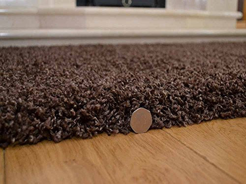 Rugs Supermarket, Soft Touch Shaggy Chocolate Thick Luxurious Soft 5 cm Dense Pile Rug. Available in 7 sizes (160 cm x 220 cm)