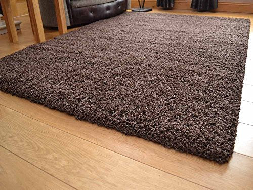 Rugs Supermarket, Soft Touch Shaggy Chocolate Thick Luxurious Soft 5 cm Dense Pile Rug. Available in 7 sizes (160 cm x 220 cm)