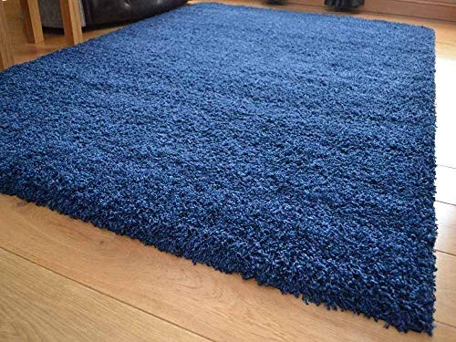 Rugs Supermarket, Soft Touch Shaggy Navy Blue Thick Luxurious Soft 5 cm Dense Pile Rug. Available in 9 sizes (160 cm x 220 cm)