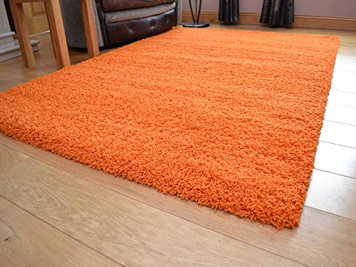 Rugs Supermarket, Soft Touch Shaggy Orange Thick Luxurious Soft 5cm Dense Pile Rug. Available in 7 Sizes (160cm x 220cm)