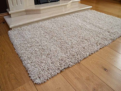 Rugs Supermarket, Soft Touch Shaggy Suede Beige Thick Luxurious Soft 5 cm Dense Pile Rug. Available In 7 Sizes (160 cm x 220 cm)