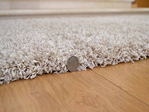 Rugs Supermarket, Soft Touch Shaggy Suede Beige Thick Luxurious Soft 5 cm Dense Pile Rug. Available In 7 Sizes (160 cm x 220 cm)