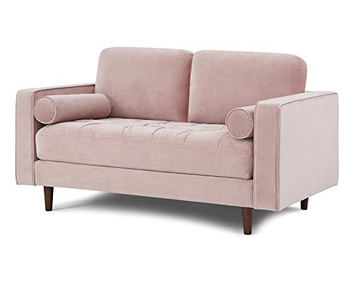 Home Detail, Soft Velvet Upholstered Sofa Set 1 2 & 3 Seater Settees Living Room Suite with Plush Cushions (Rose, 2 Seat Sofa Only)