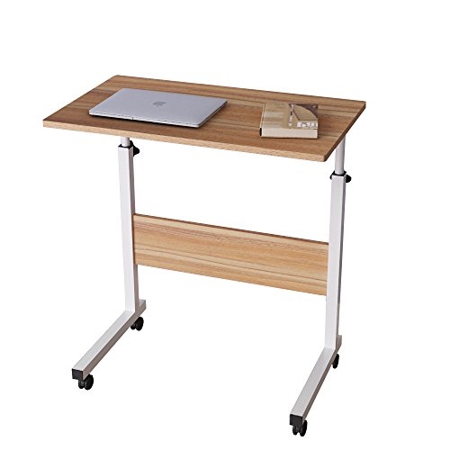 SogesHome, SogesHome 60 x 40 cm Mobile Lap Table Computer Desk Stand Desk Height Adjustable Table Side Table for Bed Sofa Hospital Nursing