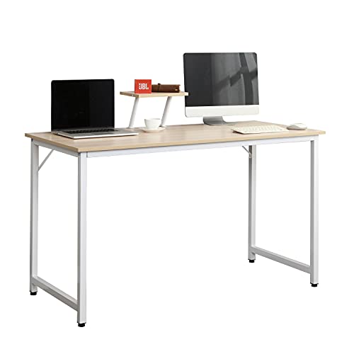 SogesHome, SogesHome Computer Desk Office Work Desk Simple Study Desk Writing Table with Display Stand,120 x 50 x 75 cm,White Oak