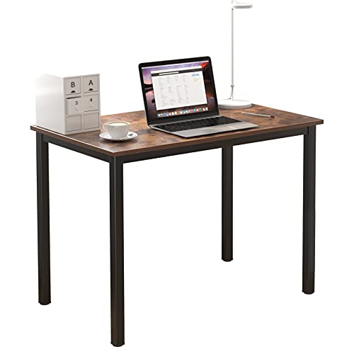 SogesHome, SogesHome Computer Desk Writing Table Workstation Office Table for Home Office Simple Assembly 100x60x75cm Vintage Oak & Black,SH-AC3FB-100