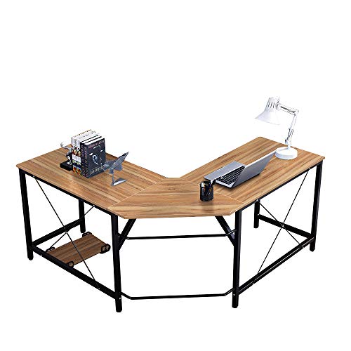 SogesHome, SogesHome Computer Desk,L-Shaped Office Desk, Writing Workstation,Large Corner Desk,for Home Office Oak