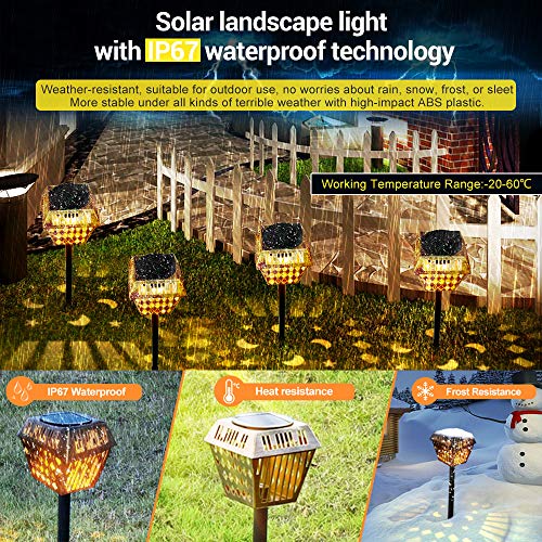 LETOUR, Solar Garden Lights Outdoor, LETOUR 4 Pack Garden Lights Solar Powered with Warm LED Lights, Waterproof Landscape Lighting