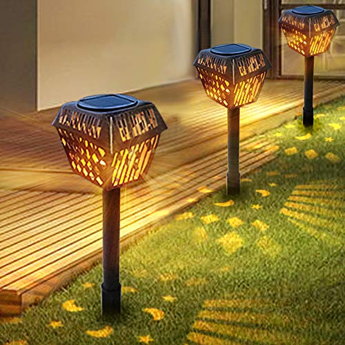 LETOUR, Solar Garden Lights Outdoor, LETOUR 4 Pack Garden Lights Solar Powered with Warm LED Lights, Waterproof Landscape Lighting