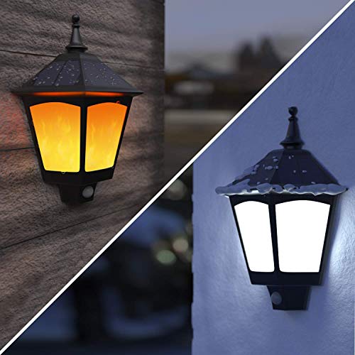 ALOVECO, Solar Lights Outdoor Decorative - ALOVECO 2 in 1 Solar Wall Sconce, Solar Torch Lights with Flickering Flame, 87 LEDs Solar Motion Case of 2 Packs
