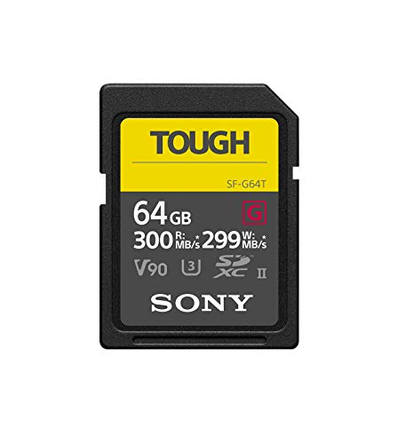 Sony, Sony 64GB SDXC Flash Memory Card - World toughest and fastest UHS-II SD TOUGH G Series ( V90 / Read 300MB/s and Write 299MB/s) - SF64TG