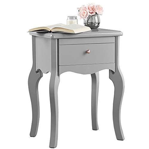 ice cream what's your flavour?, Sorrento Grey Bedside Table with Drawer Rose Gold Knob Vintage Design For Bedroom Home Decor