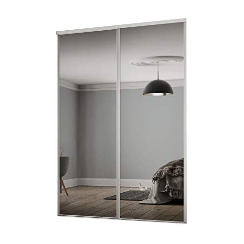 SpacePro, Spacepro Sliding Wardrobe Doors, White Frame Mirror, 226cm x 180.3cm