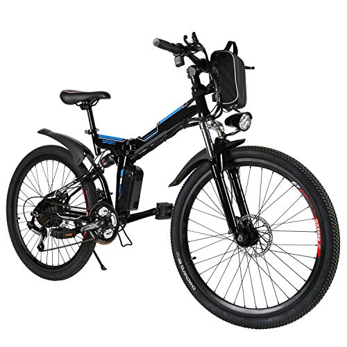Speedrid, Speedrid Electric Bike 26’’ Electric Folding Bikes for Adults e-bike Electric Mountain Bike with Double Shock Absorption, Font and Rear Disc