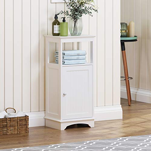 Spirich, Spirich Home Floor Cabinet with Single Door and Shelves, Bathroom Floor Cabinet, White