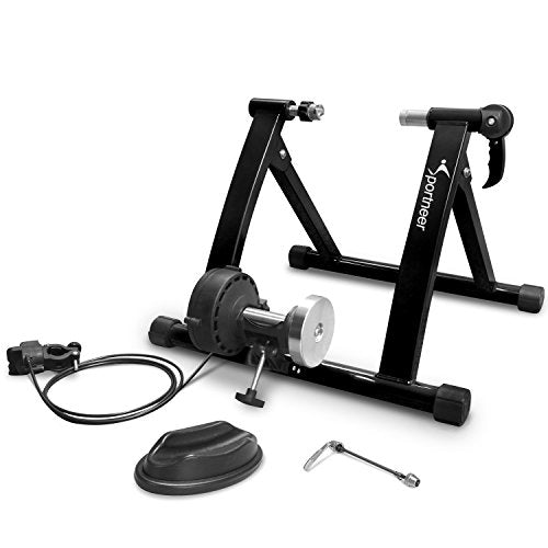 Sportneer, Sportneer Turbo Trainer, Bike Trainer Stand Steel Bicycle Exercise Magnetic Stand with Noise Reduction Wheel for Indoor Trainer (Black)