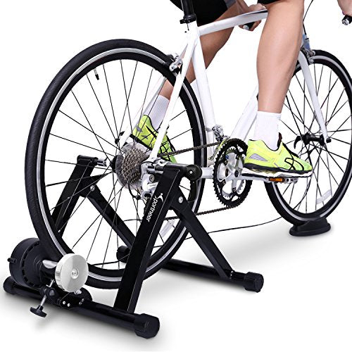 Sportneer, Sportneer Turbo Trainer, Bike Trainer Stand Steel Bicycle Exercise Magnetic Stand with Noise Reduction Wheel for Indoor Trainer (Black)