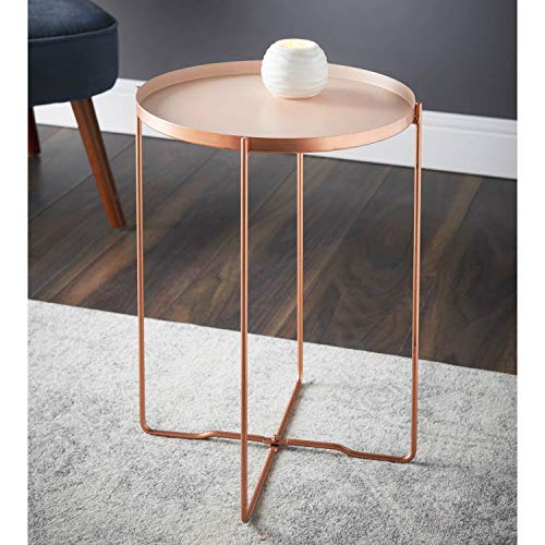 spot on dealz, Spot on dealz Round Side End Table Blush Removable Tray With Copper legs bed side console table living room furniture
