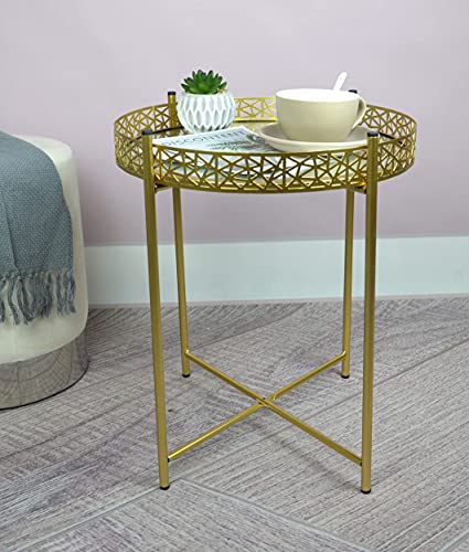 spot on dealz, Spot on dealz® Gold Metal Side Coffee Tray End Table With Metal frame Removable Top Living Room furniture Décor