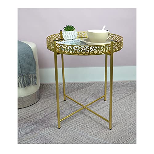 spot on dealz, Spot on dealz® Gold Metal Side Coffee Tray End Table With Metal frame Removable Top Living Room furniture Décor