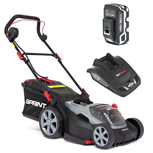 SPRINT, Sprint 2691749 18V Lithium-Ion 37cm Cordless Lawn Mower 370P18V, Including 1 x 5Ah Battery and Single Charger, 5 Years Warranty, 18 V, Red, 37 cm