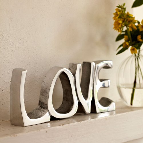 Paper High, Stainless Steel 'LOVE' Sign - 20cm x 8.5cm - New Home Decor Gift Mantelpiece Metal Sign