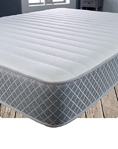 Starlight Beds, Starlight Beds – Double Memory Foam Mattress. Hybrid 4ft6 Sprung Mattress with Cool Touch Sleep Surface and Grey Border (Double Mattress)